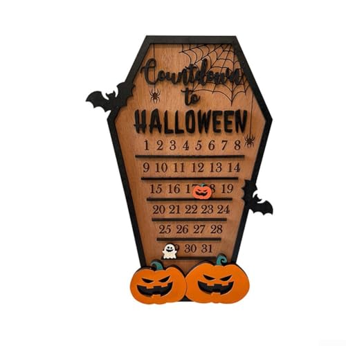 Premium-Halloween-Countdown-Kalender, handgefertigt, aus Holz, festliche Dekoration von Gettimore