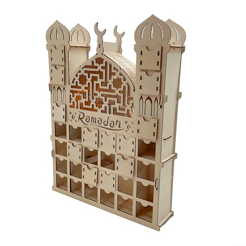 Ramadan-Countdown-Kalender aus Holz mit einzigartigem Design und 30 lustigen Schubladenöffnungen von Gettimore