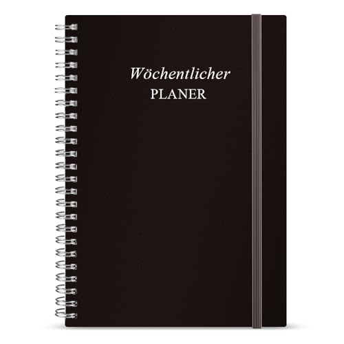 Undatierter Wochenplaner | Terminplaner A5 | wöchentlicher Terminkalender mit To-Do-Liste, großem Notizfeld | 52 Blatt Terminplaner auf Deutsch Ringbuch mit Hardcover, Black von Getvow