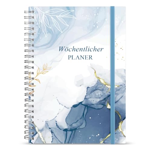 Undatierter Wochenplaner | Terminplaner A5 | wöchentlicher Terminkalender mit To-Do-Liste, großem Notizfeld | 52 Blatt Terminplaner auf Deutsch Ringbuch mit Hardcover, Blue von Getvow