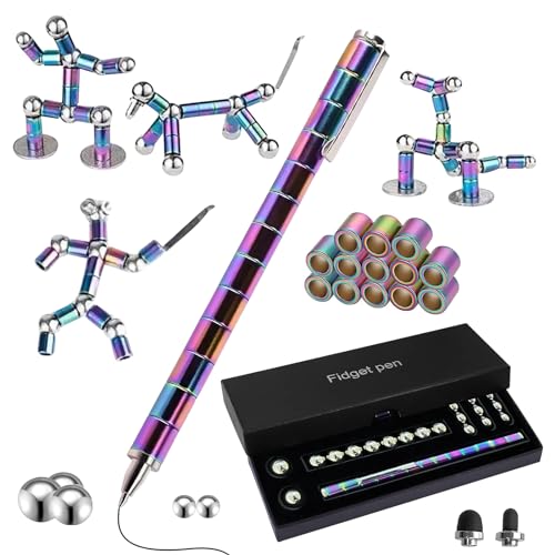 Getyjoe Magnetischer Kugelschreiber Fidget Pen Magnet Stift Stifte Coole Gadgets Lustig Multifunktions Magnetstift für Junge Männer Frauen Freunde Geburtstagsgeschenk -Bunt von Getyjoe