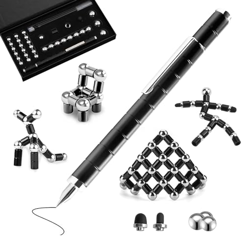 Getyjoe Magnetischer Kugelschreiber Fidget Pen Magnet Stift Stifte Coole Gadgets Lustig Multifunktions Magnetstift für Junge Männer Frauen Freunde Geburtstagsgeschenk -Schwarz von Getyjoe