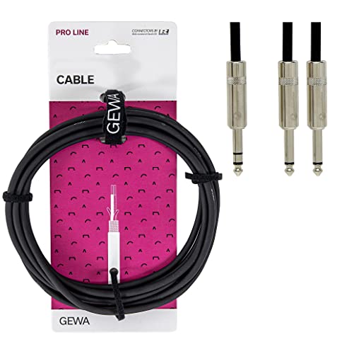 GEWA Insertkabel Pro Line 3m, schwarz, REAN Stecker, 1x 6,3 mm Stereoklinke - 2x 6,3 mm Monoklinke, 190725 von GEWA