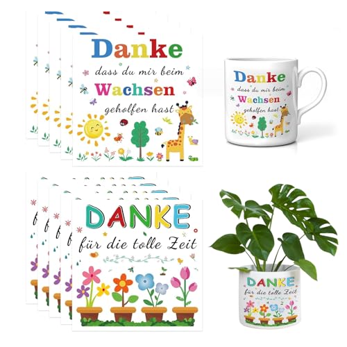 Gfamous 10 Stück Aufkleber für den Blumentopf, Danke, Dass Du Mir Beim Wachsen Geholfen Hast,Erzieherin Lehrerin Danke Sticker,Abschiedsgeschenk Erzieherin,Abschiedsgeschenk Kindergarten von Gfamous