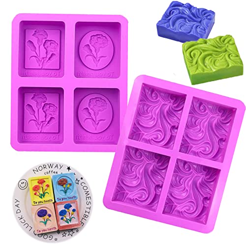 Gfamous 2 Stück Silikon Seifenformen,Silikonformen für Seife,Seifenformen,Silikon Seifenform,Hausgemachte Cupcake Form,Wiederverwendbar DIY Soap Mold für Seife Gelee Kuchen,Quadratische von Gfamous