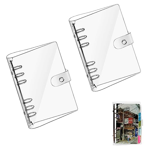 Gfamous Transparenter Notizbuchordner 2 Stück Binder Ringbuchordner Transparent,Transparente Ringbuch,A5-Ringbuch-Abdeckung,Wasserdicht Schmutzabweisend für Notizbücher Gemälde A5 von Gfamous