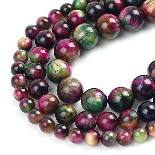 Gfsdjalkj Naturstein-Multicolor Tigerauge Runde lose Perlen for DIY. Schmuckherstellung Armband Charms Zubehör 15 '' 39cm 6/8 / 10mm Handgefertigte Handwerker. (Item Diameter : 6mm About 61pcs) von Gfsdjalkj