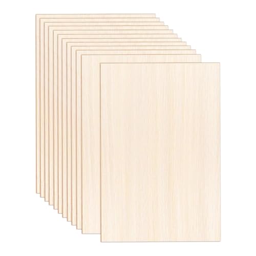 Ggnaxivs 12er-Pack Blätter 12 X 8 X 1/13 Balsaholzplatten zum Basteln Von Unbearbeiteten Holzquadratbrettern von Ggnaxivs