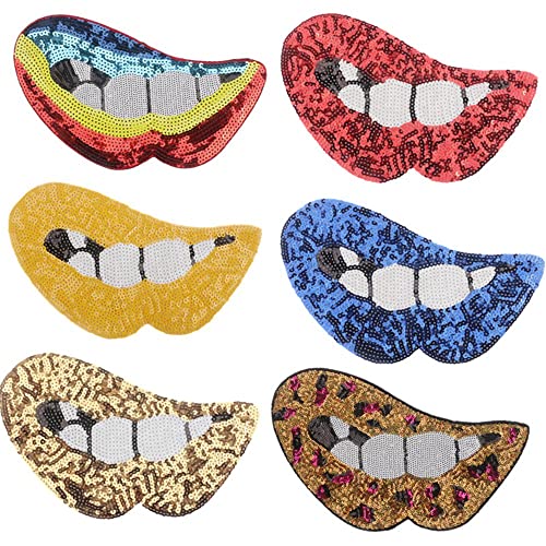 Ggnaxivs Große Mund-Pailletten, zum Aufbügeln oder Aufnähen, bestickte Pailletten, Lippen, Punk-Patches für Kleidung, T-Shirt von Ggnaxivs