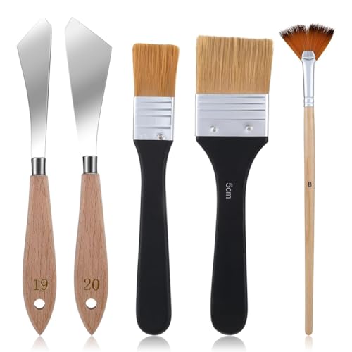 Ggnaxivs Malmesser-Set, Fächerpinsel, Edelstahl-Künstlerpalettenmesser für Leinwand, Acryl- und Ölmalereizubehör von Ggnaxivs