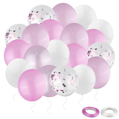 Ghazpmuk 60 Stück Luftballons, Rosa Latexballons Mit Metallic Konfetti Ballons, Luftballons Geburtstag, Partyballon, Ballons Helium, für Geburtstag Babyparties Hochzeit Valentinstag Graduierung von Ghazpmuk