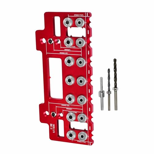 Cabinet Knob Drilling Tool, Cabinet Installation Jig, Woodworking Drilling Guide, Adjustable Wood Drilling Jig, Easy-To-Use Hardware Installation Kit, Red Hole Punch Tool Kit von Ghjkldha