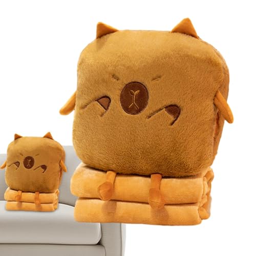 Capybara Plüschkissen, Gefülltes Capybara, Capybara-Form mit Decke Cartoon-Plüschtiere, Niedliches Kuschelkissen, Bequeme Handwärmer-Kuscheltiere zum Lesen, Reisen, Schlafen von Ghjkldha