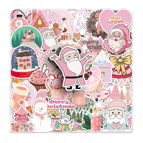 Christmas Sticker Set, Holiday Theme Decals, Waterproof Christmas Stickers, Bulk Christmas Decals, Bulk Waterproof Christmas Stickers Pink Holiday Theme Decals for Water Bottles von Ghjkldha