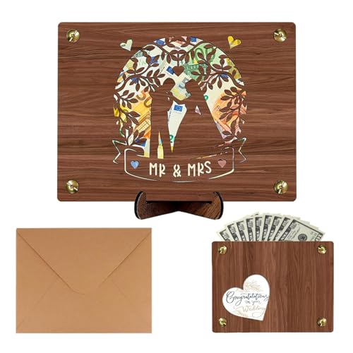 Decorative Wedding Card Money Holder, 20x15cm Wooden Greeting Card Organizer with Envelopes, Card Box for Weddings, Congratulations Gift Holder for Couples von Ghjkldha