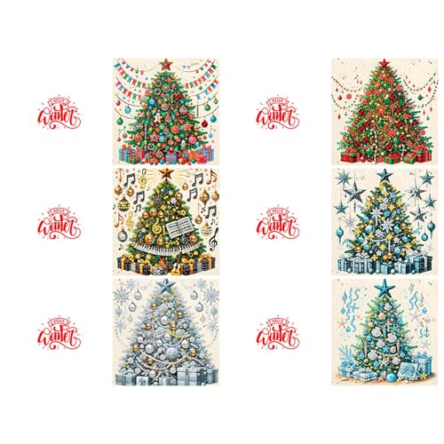 Ghjkldha Colorful Christmas Card Kit for Creative Holiday Greetings, Versatile Cards for Children and Adults, Perfect for Festive Seasons and Personal Touches, Unique Christmas Tree Designs von Ghjkldha