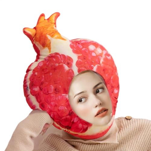 Ghjkldha Pomegranate Plush Hat, Novelty Fruit Headgear, Cute Photo Prop, Unique Costume Accessory for Enjoyment Dress-Up, Headgear Themed Parties or Photoshoots Décor von Ghjkldha