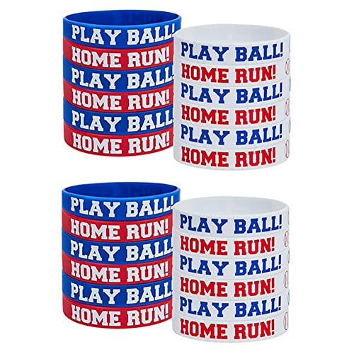 Ghnbajzls 24 Stück Baseball-Armbänder Aus Silikonkautschuk, Baseball-Armband, PLAY BALL HOME RUN-Armband für Baseball-Themenparty von Ghnbajzls