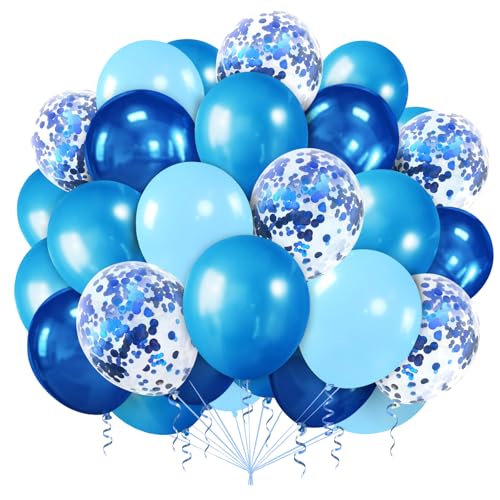 Luftballons Blau,100 Stück Ballons Blau,Konfetti Blau Helium Ballons,Dunkelblau Hellblau Latex Ballons Für Junge Geburtstagsdeko Blau Babyparty Hochzeit von Ghoietv