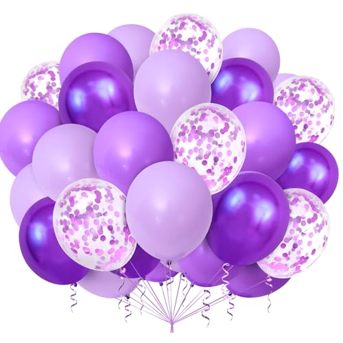 Luftballons Lila,Lila Konfetti Ballons,100 Stück Lila Latex Ballons,Lila Helium Ballon Für Mädchen Geburtstag Hochzeit Babyparty Abschluss Party Prinzessinnen Deko von Ghoietv