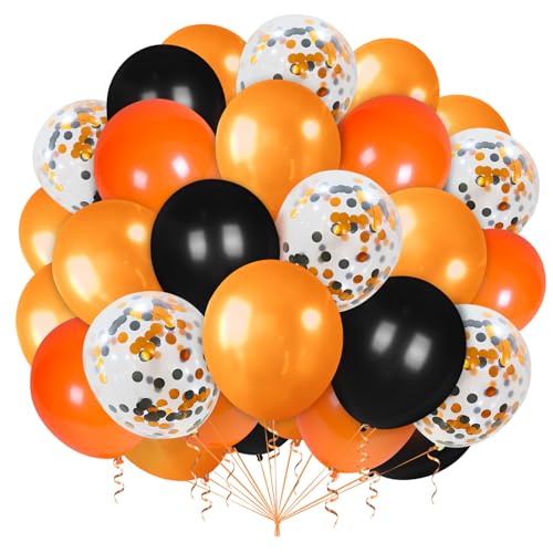 Luftballons Orange Schwarz,100 Stück 12 zoll Orange Schwarz Latex Ballons mit Konfetti Ballons für Orange Thema Halloween Valentinstag Deko Herbstfeste Karneval Geburtstag Party von Ghoietv