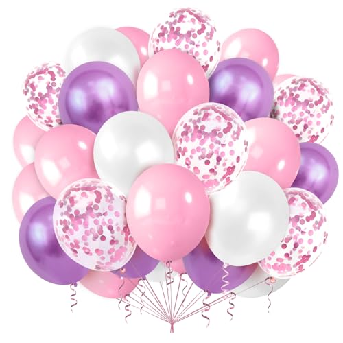 Luftballons Rosa Set,100 Stück 12 Zoll Rosa Konfetti Ballons für Rosa Thema Mädchen Hochzeit Geburtstag Party Baby Shower Deko von Ghoietv