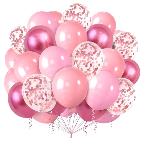 Luftballons Rosa Set,100 Stück 12 Zoll Rosa Konfetti Ballons für Rosa Thema Mädchen Hochzeit Geburtstag Party Baby Shower Deko von Ghoietv