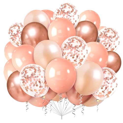 Luftballons Rosegold,100 Stück Rosegold Latex Ballons,Helium Ballons Rosegold Mit RoséGold Konfetti Ballons Für Mädchen Geburtstag Hochzeit Verlobung Jubiläum Babyparty Dekoration von Ghoietv