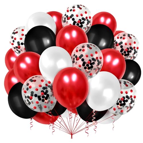 Luftballons Rot Schwarze Weiß,100 Stück 12 Zoll Rote Latex Luftballons,Rote Konfetti Luftballons Helium Luftballons für MäDchen Geburtstag Hochzeit Weihnachten Valentinstag Party Deko von Ghoietv