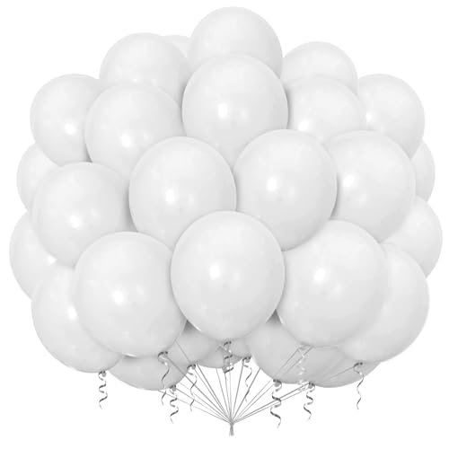 Luftballons Weiß,100 Stück 12 Zoll Weiße Latex Ballons für Jungen Mädchen Partydeko Geburtstags Hochzeits Babyparty Festival Jahrestag Deko von Ghoietv