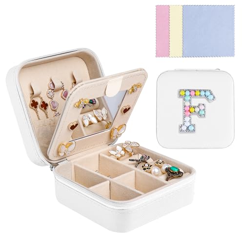 Ghope Klein Schmuckkästchen Plüsch Samt für Damen Mädchen, Schmuckschatulle Reise mit Spiegel Schmucketui Schmuckbox Mini Schmuck-Organizers Schmuckaufbewahrung für Ringe Armbänder Ohrringe Halskette von Ghope