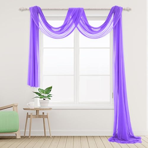 Ghope Querbehang Freihanddeko Transparent, 160 x 600cm Gardinen Voile Vorhang Deko Hochzeitsbogen Tüll für Fotografie Hochzeit Party Geburtstag Taufe Himmelbett von Ghope