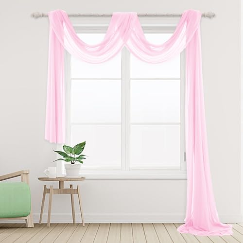 Ghope Querbehang Freihanddeko Transparent, 160 x 600cm Gardinen Voile Vorhang Deko Hochzeitsbogen Tüll für Fotografie Hochzeit Party Geburtstag Taufe Himmelbett von Ghope