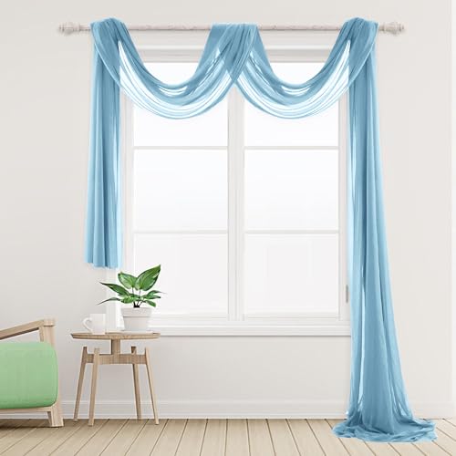 Ghope Querbehang Freihanddeko Transparent, 160 x 600cm Gardinen Voile Vorhang Deko Hochzeitsbogen Tüll für Fotografie Hochzeit Party Geburtstag Taufe Himmelbett von Ghope