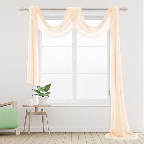 Ghope Querbehang Freihanddeko Transparent, 160 x 600cm Gardinen Voile Vorhang Deko Hochzeitsbogen Tüll für Fotografie Hochzeit Party Geburtstag Taufe Himmelbett von Ghope