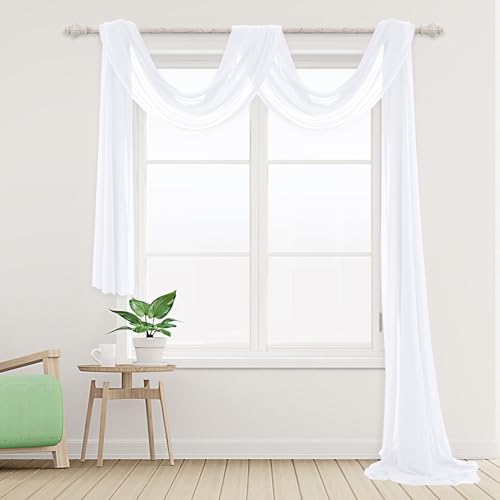 Ghope Querbehang Freihanddeko Transparent, 160 x 600cm Gardinen Voile Vorhang Deko Hochzeitsbogen Tüll für Fotografie Hochzeit Party Geburtstag Taufe Himmelbett von Ghope