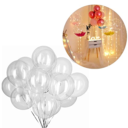 50 Stück PVC Klar Wieder Verwendbare Bobo-Ballons für Partys, Hochzeiten, Baby-Duschen mit Konfetti, Federn, LED-Leuchten, Bis zu 15,7 in der Größe, Schwimmer mit Helium von Ghzste