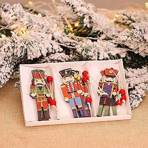 9PCS Weihnachtsbaum Nussknacker Anhänger 3 Stil Weihnachten Holz Walnuss Soldat Hängende Dekoration für Weihnachten Party Wand Kamin Fenster von Ghzste