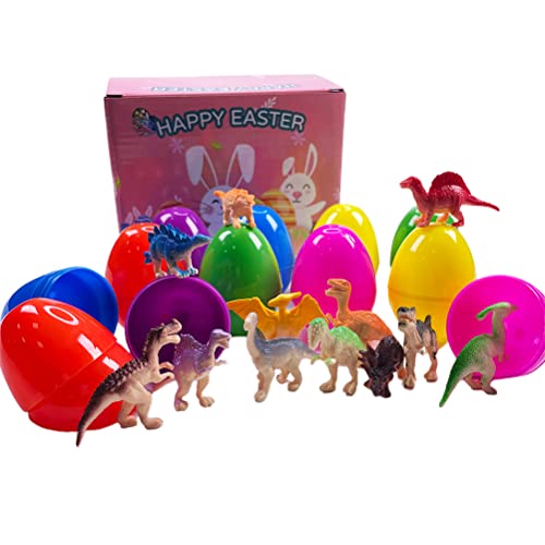 Ghzste 12 Stück Ostereier mit Dinosaurier-Spielzeugautos: Überraschungsgeschenkbox mit Rennwagen und Dinosaurier-Eiern, Perfekt für Kinder (SH-03 (Dinosaurier) von Ghzste