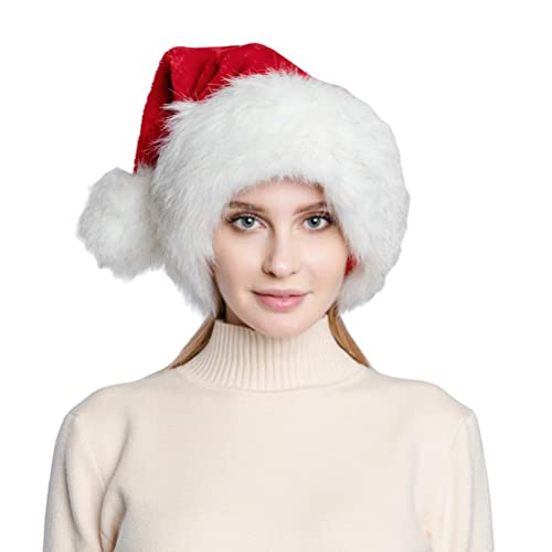 Ghzste Weihnachts-Nikolausmütze, Rot, Dick, groß, Flauschig, für Erwachsene, Herren und Damen, Warme Skimütze, Weihnachtsfeier, Weihnachtsmann, Cosplay, Urlaubsmützen von Ghzste