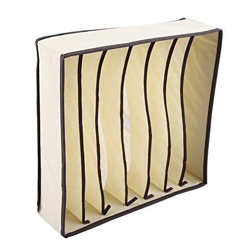 Tragbare Speicherbox, Organizerbehälter mit Polyester+ Nylon, 7 Gitter, 33 * 30 * 9 Cm für Schal, Handschuhe, Unterwäsche (7 Quadrate in Beige) von Ghzste