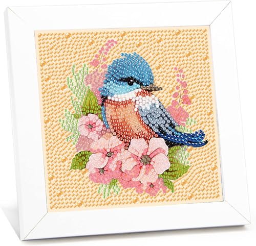 Birds Diamond Painting Kinder Mit Holzrahmen-Birds 5D Diamond Painting AB 6 7 8 9 10 11 12,Birds Diamant Painting Kinder für Heimfreizeit und Wanddekoration(15x15cm) von Giahism