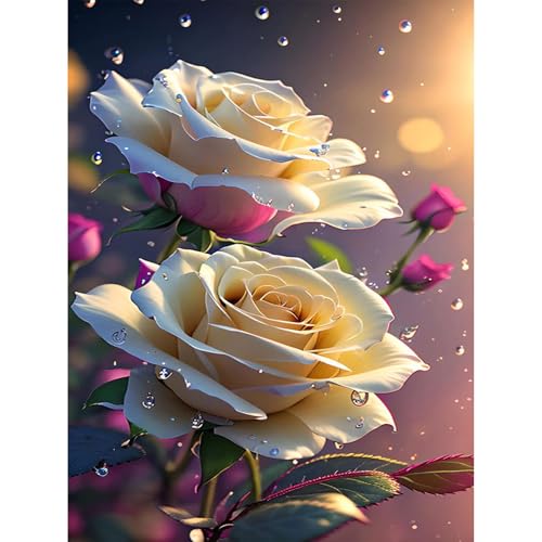 Blume Diamond Painting Erwachsene,Rose 5D Diamond Painting Bilder,DIY Diamant Kunst Malerei Stickerei Set Kreuzstich Bilder Home Wand Dekor(30x40cm) von Giahism