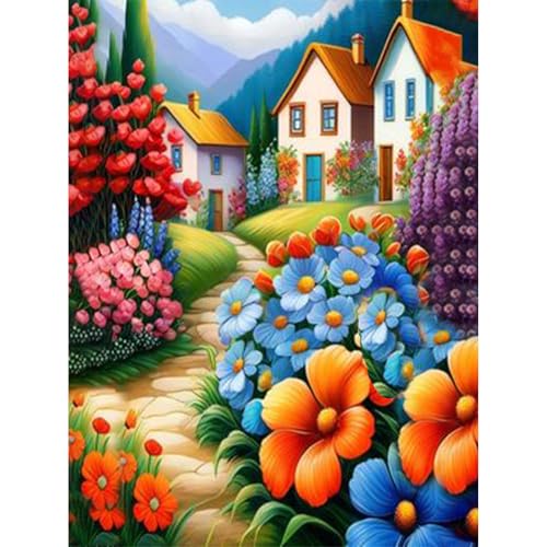 Diamond Painting Erwachsene Blumen,Landschaft 5D Diamond Painting Bilder,Blume DIY Diamant Kunst Malerei Stickerei Set Kreuzstich Bilder Home Wand Dekor(30x40cm) von Giahism