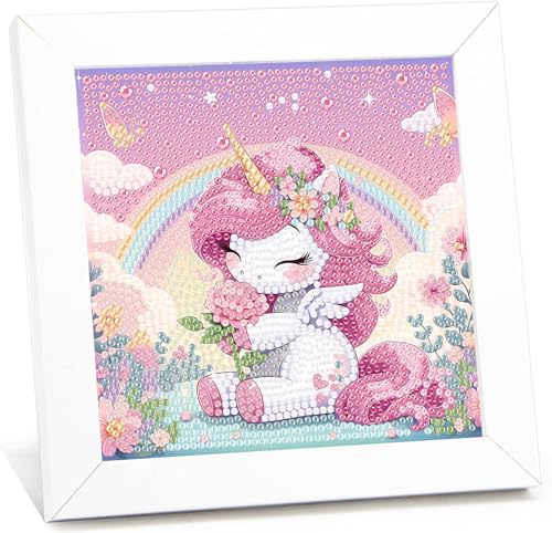 Einhorn Diamond Painting Kinder Mit Holzrahmen-Einhorn 5D Diamond Painting AB 6 7 8 9 10 11 12,Einhorn Diamant Painting Kinder für Heimfreizeit und Wanddekoration(18x18cm) von Giahism