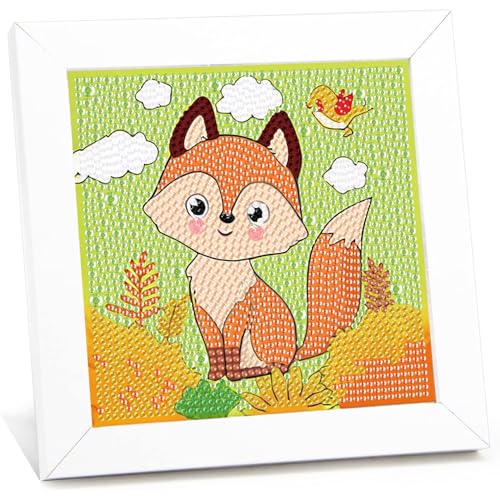 Diamond Painting kinder mit Rahmen Fuchs,Füchse Anfänger 5D Diamant Painting Bilder Kinder,Diamond Art Home Decor Geschenk für Kinder ab 6 Jahren(15x15cm) von Giahism