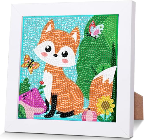 Giahism Fuchs Diamond Painting Kinder-Diamond Painting Bilder Kinder Diamond Painting Klein Bastelset Kinder ab 6 jahre DIY Mosaikherstellung Arts Craft für Home Wand Decor with Rahmen 18x18cm von Giahism