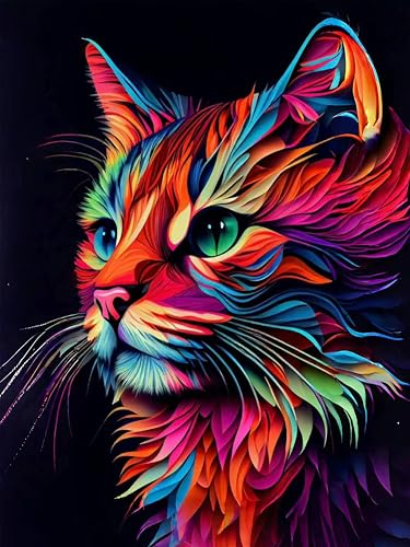 Giahism Katze Malen Nach Zahlen Erwachsene-Katze Malen Nach Zahlen Mit Pinseln und Acrylfarbe,DIY Set Basteln Erwachsene mit Pinseln und Acrylfarben für Home Decor(Rahmenlos,30x40cm) von Giahism