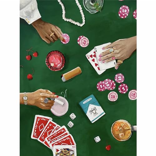 Giahism Malen Nach Zahlen Erwachsene Poker-Poker Landschaft Malen Nach Zahlen für Erwachsene,Retro Poker Malen Nach Zahlen Erwachsene Set Freizeit und Wanddekoration(30x40cm) von Giahism