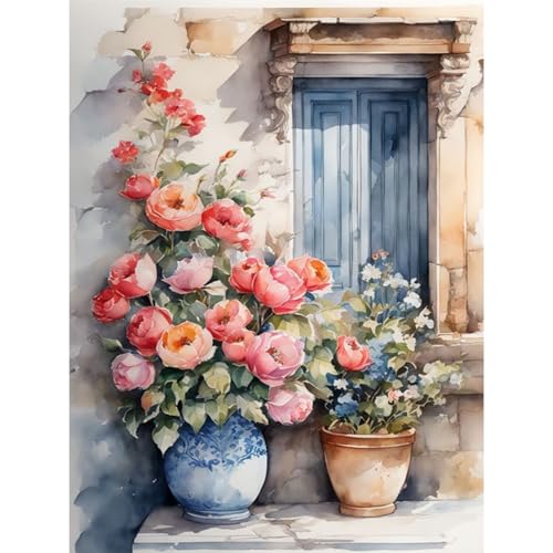 Giahism Malen nach Zahlen Erwachsene Blumen-Malen nach Zahlen für Erwachsene Landschaft,Paint by Numbers Adult Blume Ölgemälde für Home Wand Dekor 30x40cm von Giahism